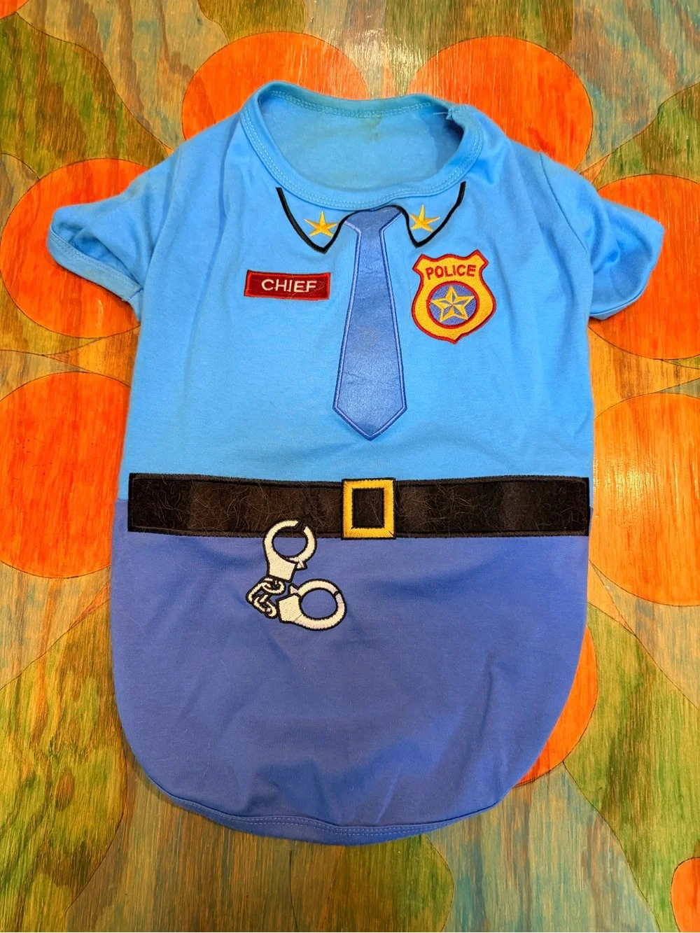 Parisian Pet Dog Costume Size 3XL Officer Woof Police Pet Halloween Blue Handcuf